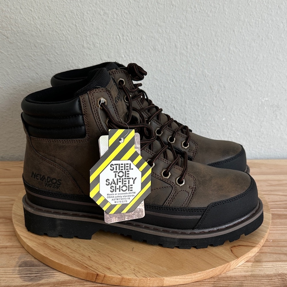 NEVADOS Mens Honcho Slip Resistant Flat Heel Work Boots